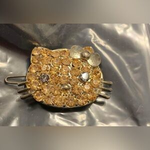 ($8) Hello Kitty Light Brown Rhinestone Barrett